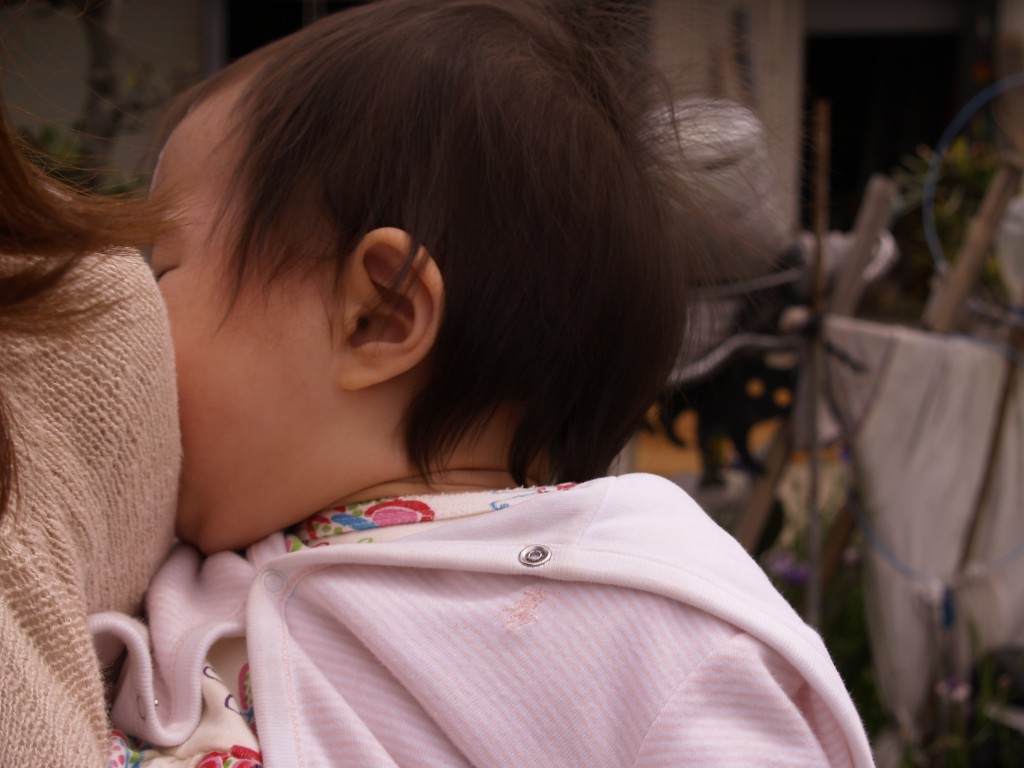 A tight hug is given.